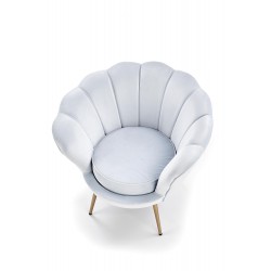 Stylowy fotel tapicerowany Sylva niebieski/złote nogi