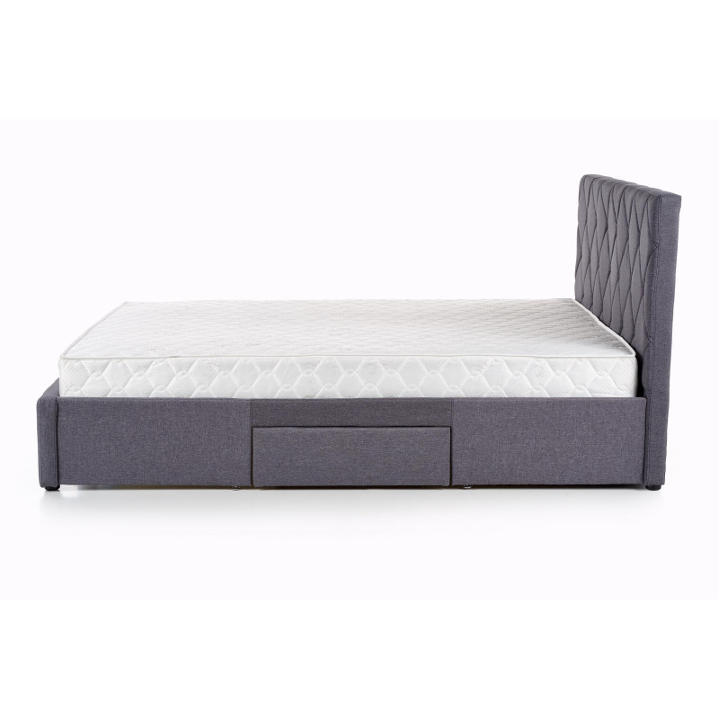 Łóżko pikowane BIELLA 160x200 z szufladami szare