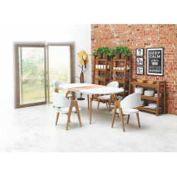 CALIBER stół rozkładany biały / dąb san remo (1p 1szt)