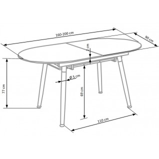 CALIBER stół rozkładany biały / dąb san remo (1p 1szt)