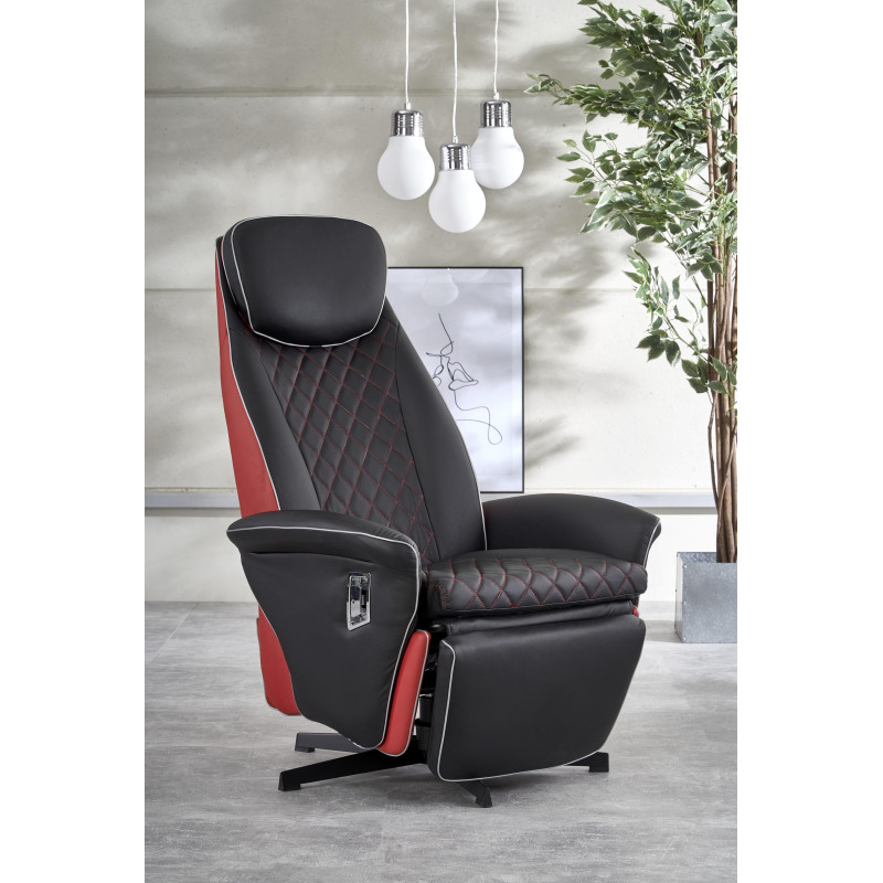 Ergonomiczny fotel rozkładany Crest czarny/czerwony