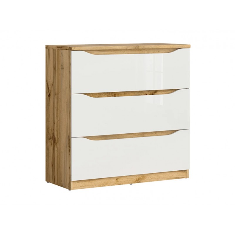 Komoda Nuis Black Red White dąb wotan/biały połysk