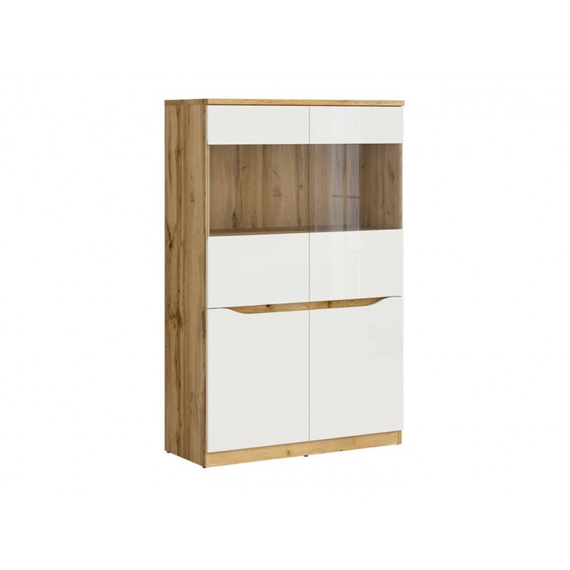 Witryna Nuis Black Red White dąb wotan/biały połysk