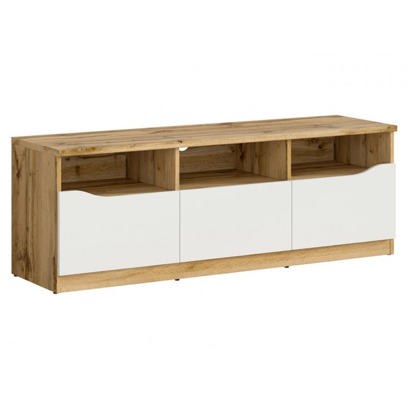 Szafka rtv Nuis Black Red White dąb wotan/biały połysk