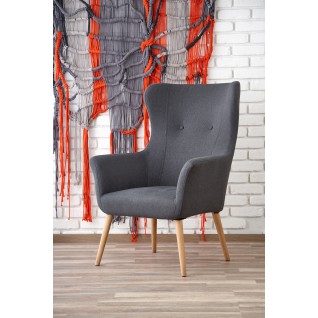 Minimalistyczny fotel tapicerowany Ravine ciemny popiel