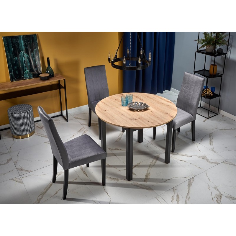 RINGO stół kolor blat dąb artisan, nogi - czarny (102-142x102x76 cm)