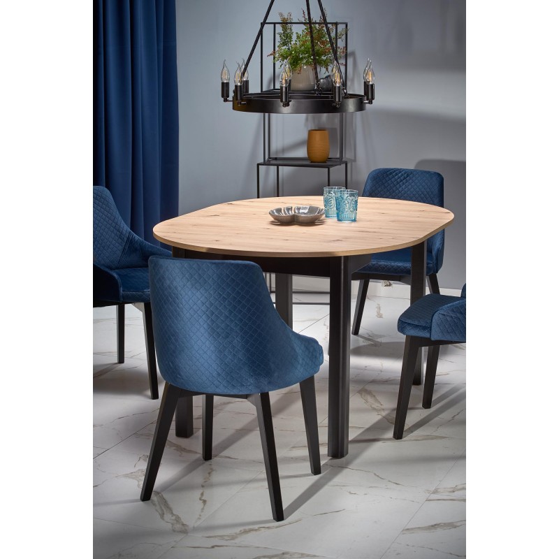 RINGO stół kolor blat dąb artisan, nogi - czarny (102-142x102x76 cm)