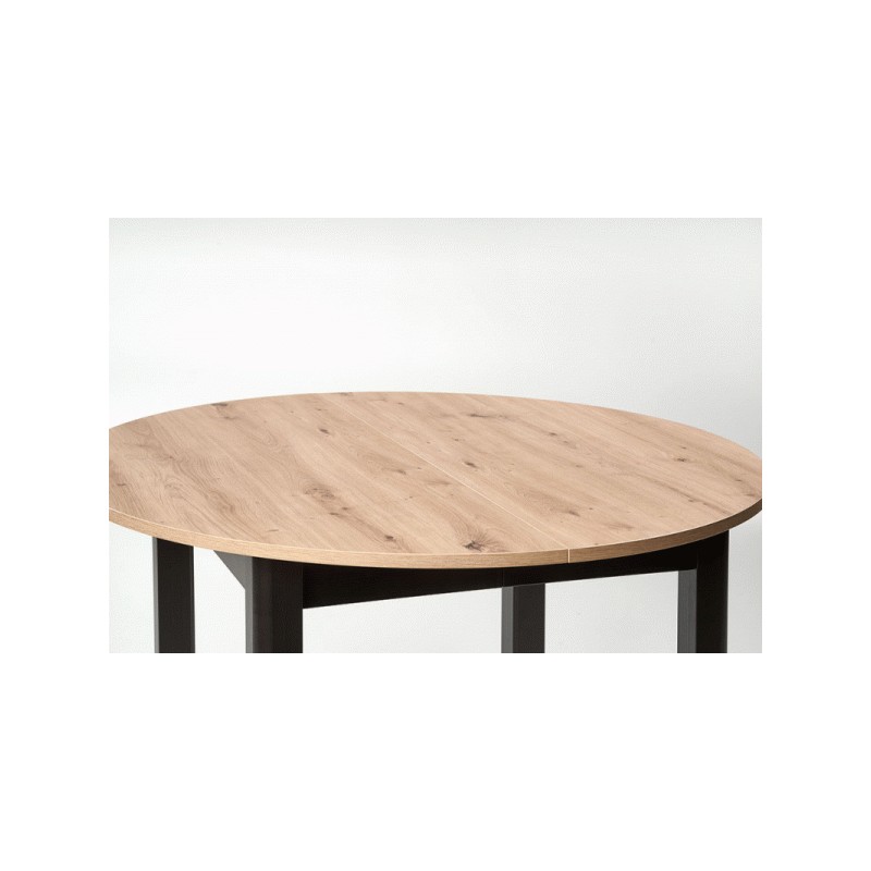 RINGO stół kolor blat dąb artisan, nogi - czarny (102-142x102x76 cm)