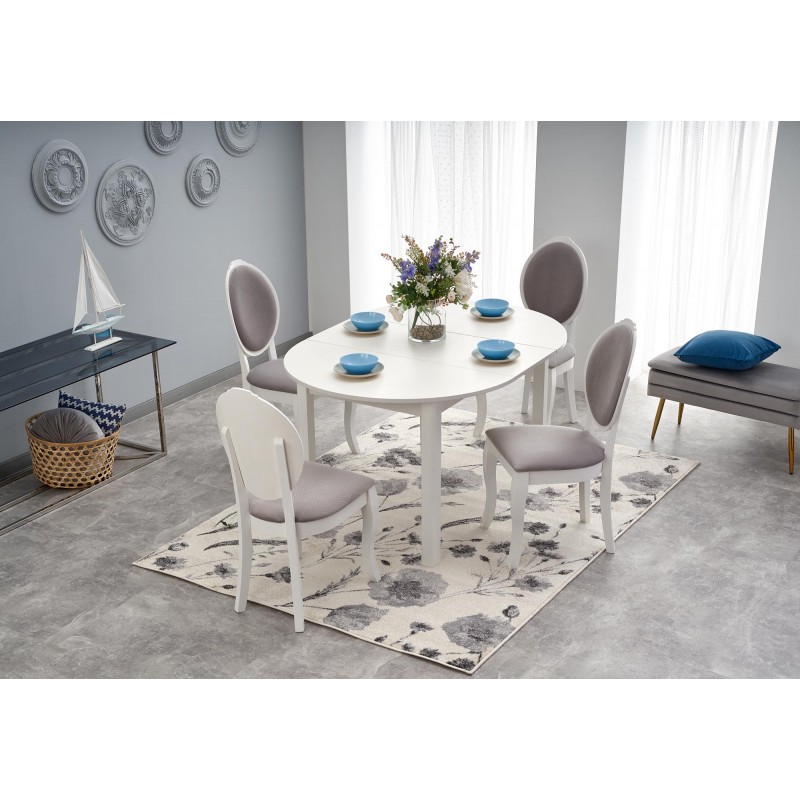 RINGO stół kolor blat - biały, nogi - biały (102-142x102x76 cm)