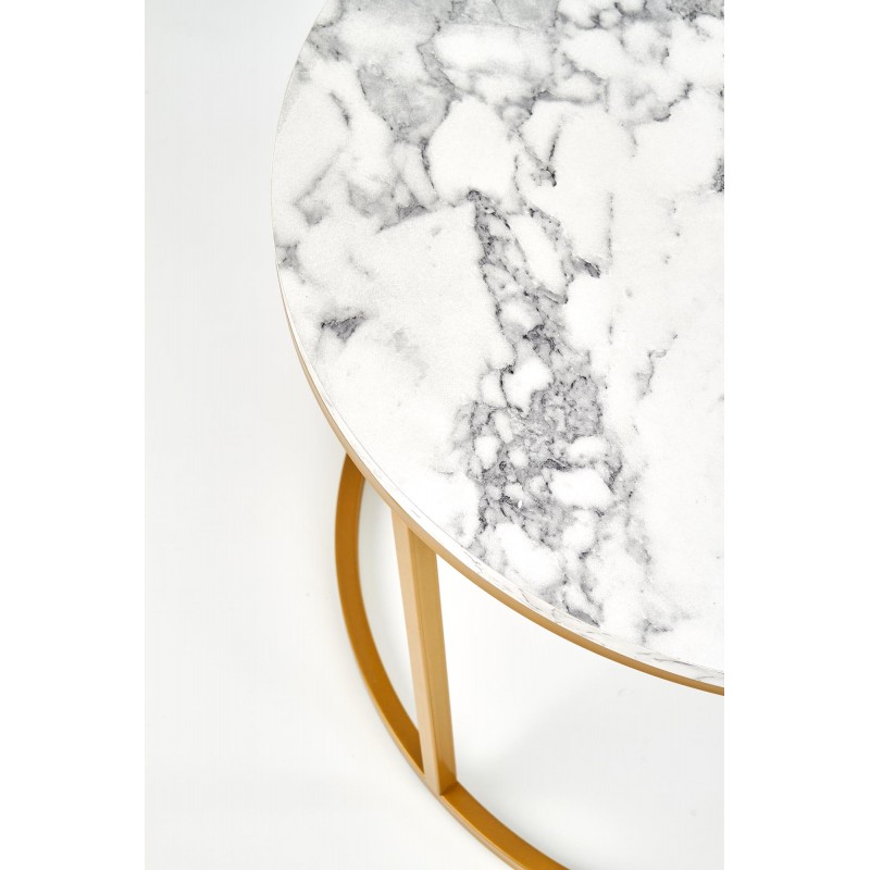 PAOLA zestaw 2 ław, marmur / złoty