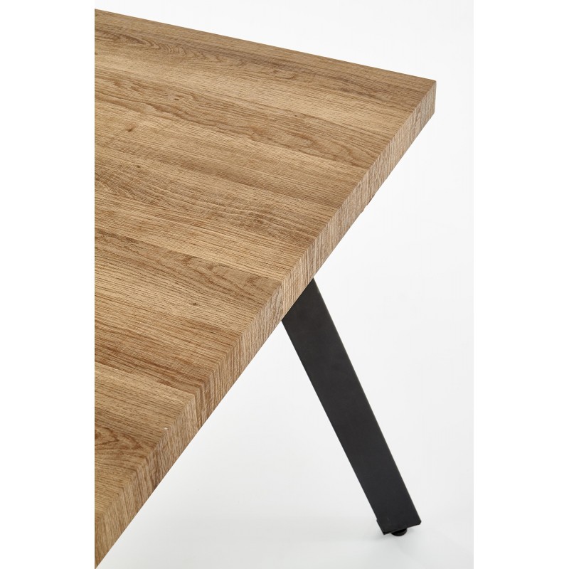 BERLIN stół rozkładany 140-180 cm, blat - orzechowy, stelaż - czarny