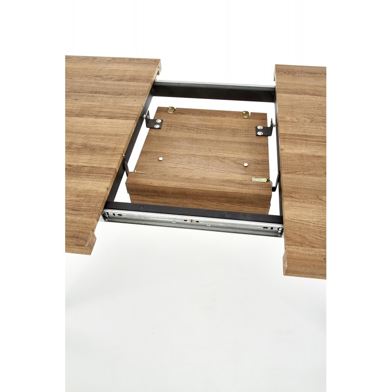 BERLIN stół rozkładany 140-180 cm, blat - orzechowy, stelaż - czarny