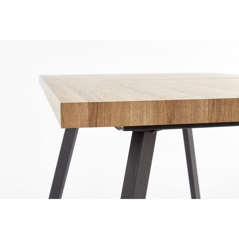 BERLIN stół rozkładany 140-180 cm, blat - orzechowy, stelaż - czarny