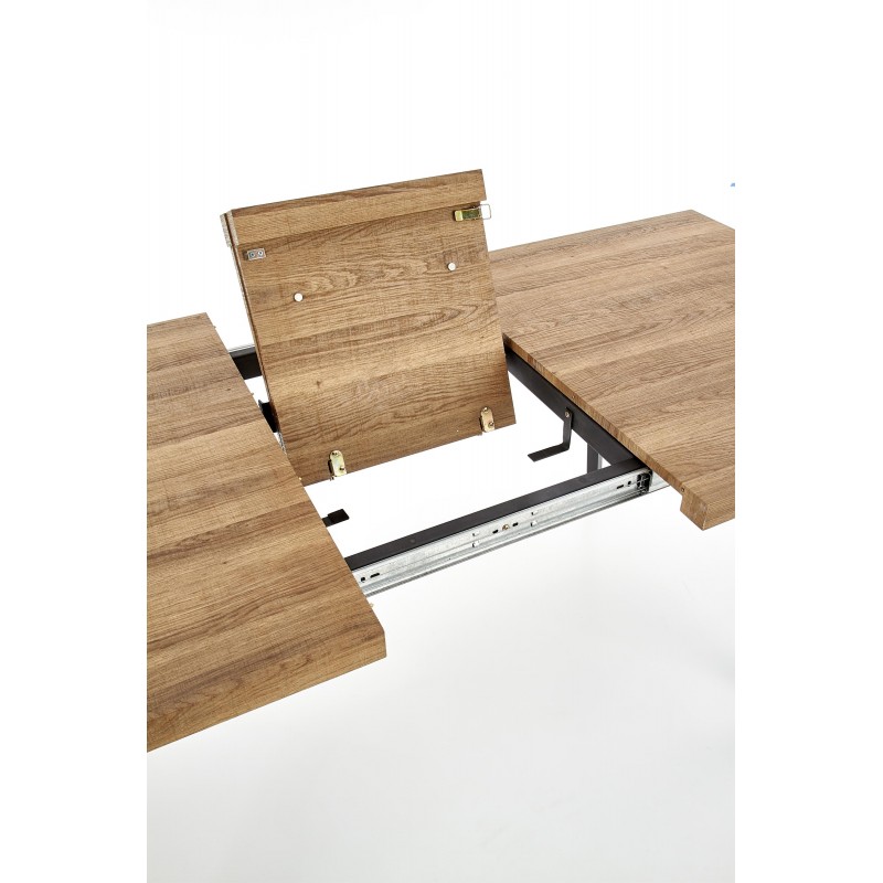 BERLIN stół rozkładany 140-180 cm, blat - orzechowy, stelaż - czarny