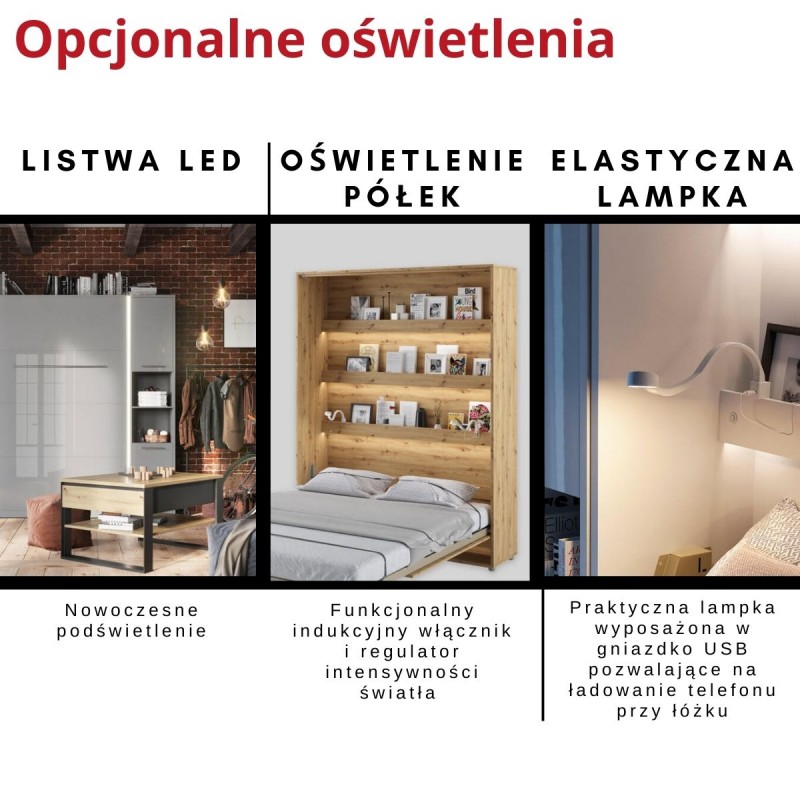 Półkotapczan Pionowy BED CONCEPT BC-13 180X200 Biały Połysk