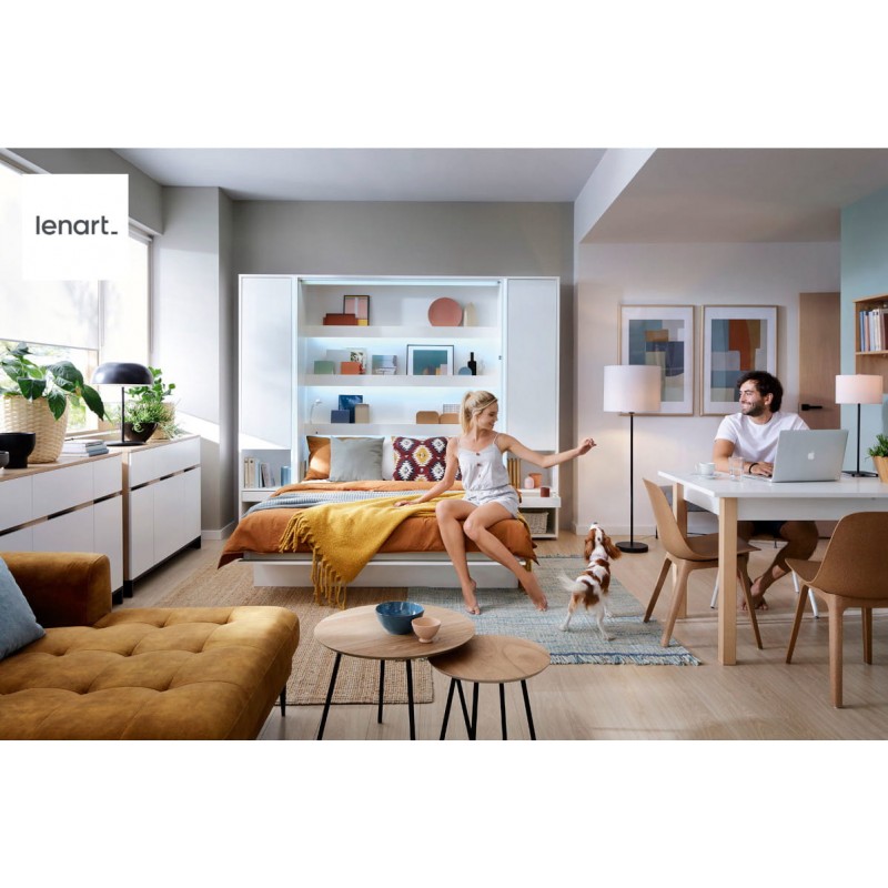 P&oacute;łkotapczan Poziomy BED CONCEPT BC-04 140X200 Biały Połysk