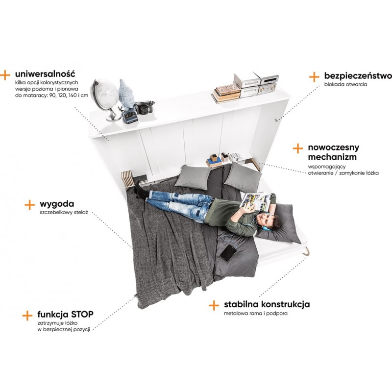 Półkotapczan Poziomy Concept Pro CP-04 140X200 Biały Połysk