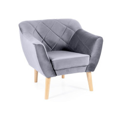 FOTEL KARO 1 VELVET SZARY BLUVEL 14 / BUK