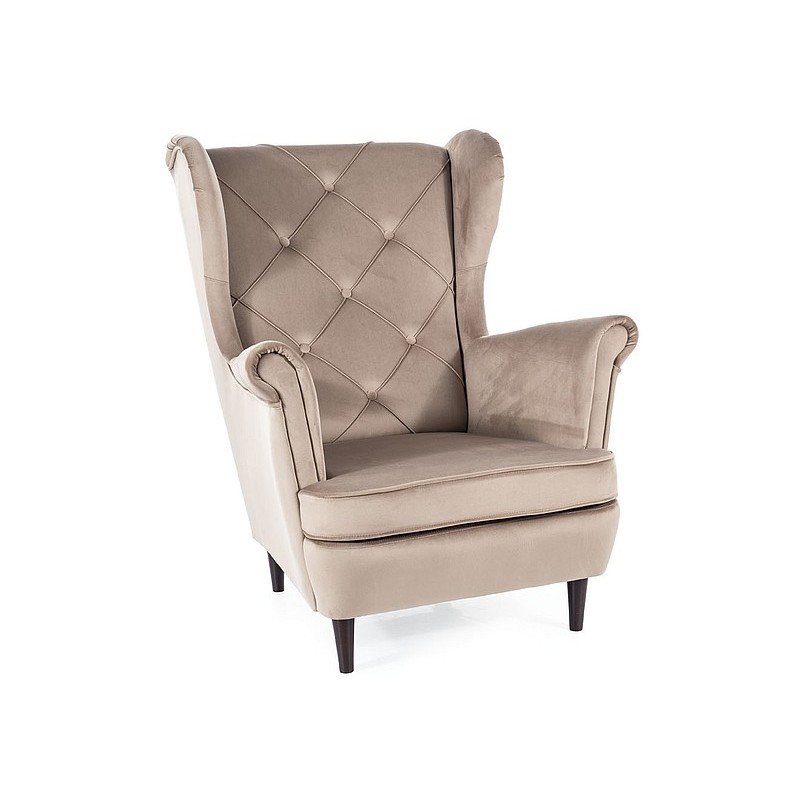 FOTEL LADY VELVET C. BEŻ BLUVEL 40 / WENGE