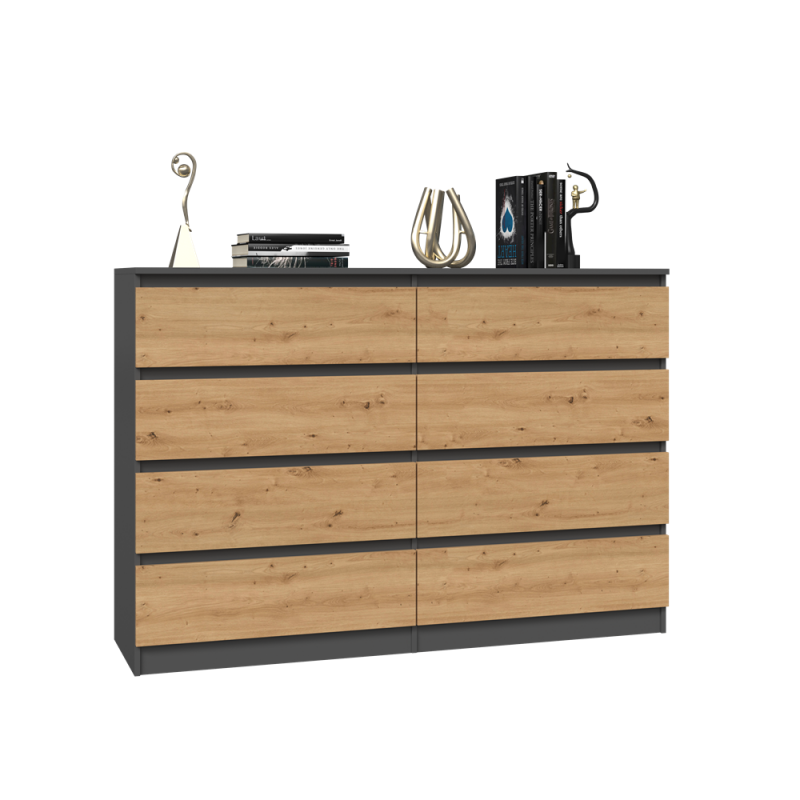KOMODA MALWA M8 140 - ANTRACYT / DĄB ARTISAN