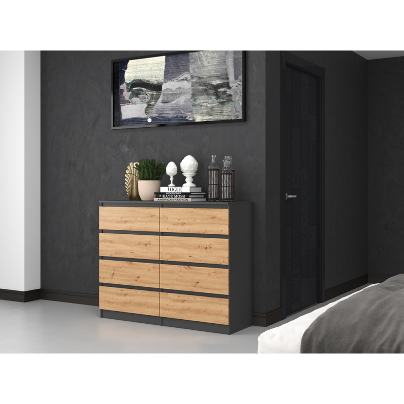 KOMODA MALWA M8 120 - ANTRACYT / DĄB ARTISAN