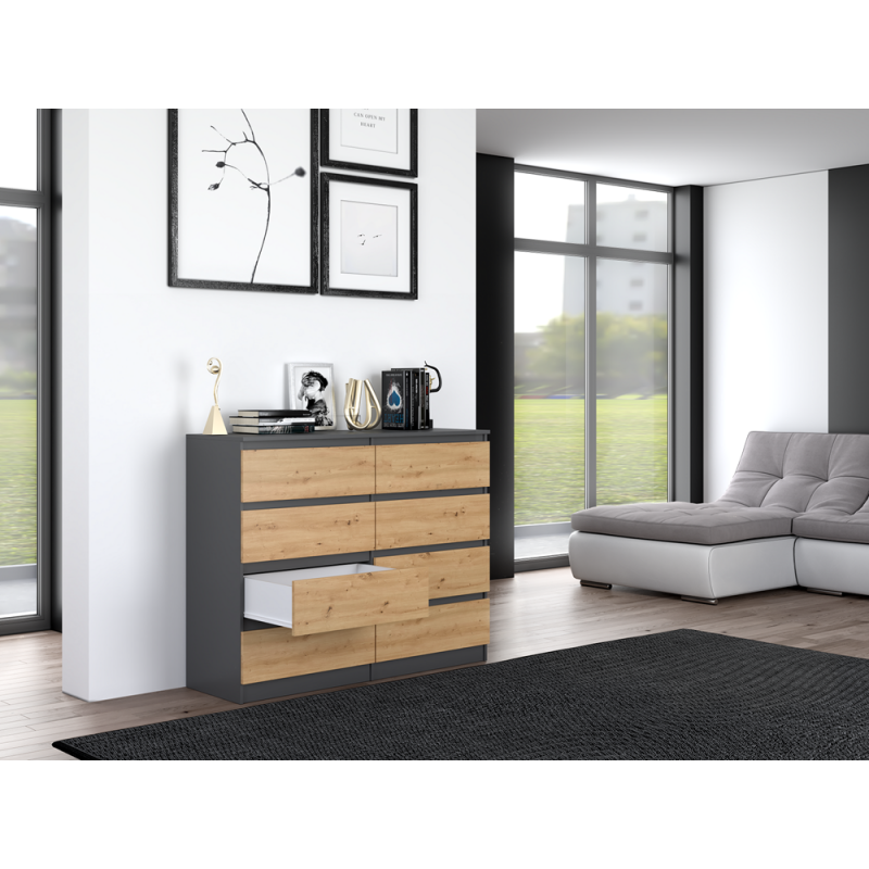 KOMODA MALWA M8 120 - ANTRACYT / DĄB ARTISAN