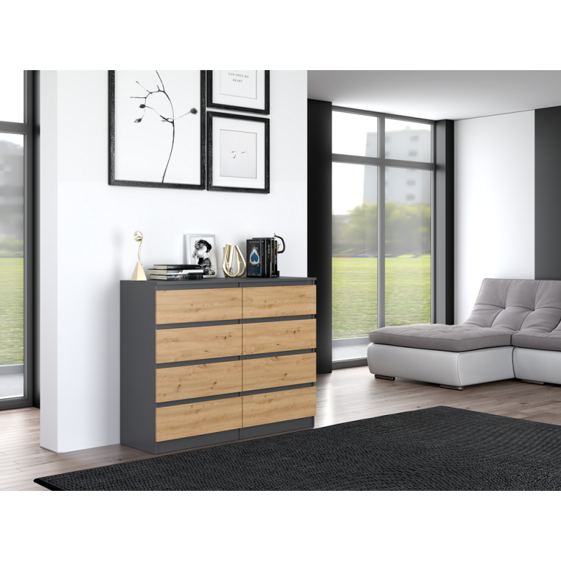 KOMODA MALWA M8 120 - ANTRACYT / DĄB ARTISAN