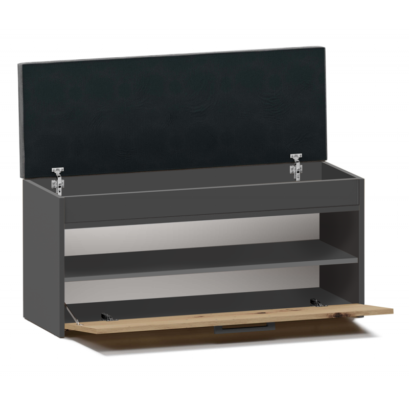 SZAFKA NA BUTY PARMA SIEDZISKO SCHOWEK ANTRACYT / DĄB ARTISAN