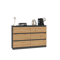 KOMODA MALWA M6 120 - ANTRACYT / DĄB ARTISAN KOMODA MALWA M6 120 - ANTRACYT / DĄB ARTISAN