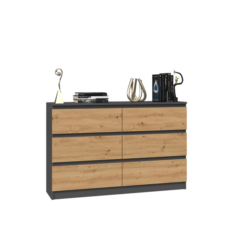KOMODA MALWA M6 120 - ANTRACYT / DĄB ARTISAN