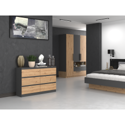 KOMODA MALWA M6 120 - ANTRACYT / DĄB ARTISAN KOMODA MALWA M6 120 - ANTRACYT / DĄB ARTISAN