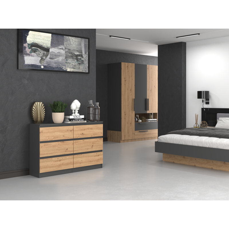 KOMODA MALWA M6 120 - ANTRACYT / DĄB ARTISAN