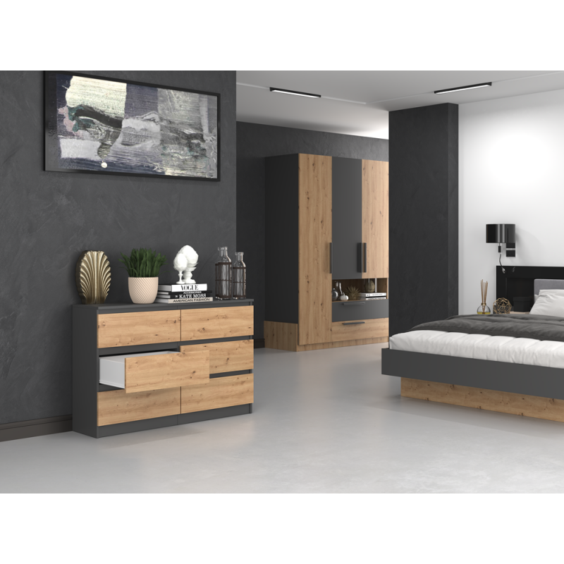 KOMODA MALWA M6 120 - ANTRACYT / DĄB ARTISAN