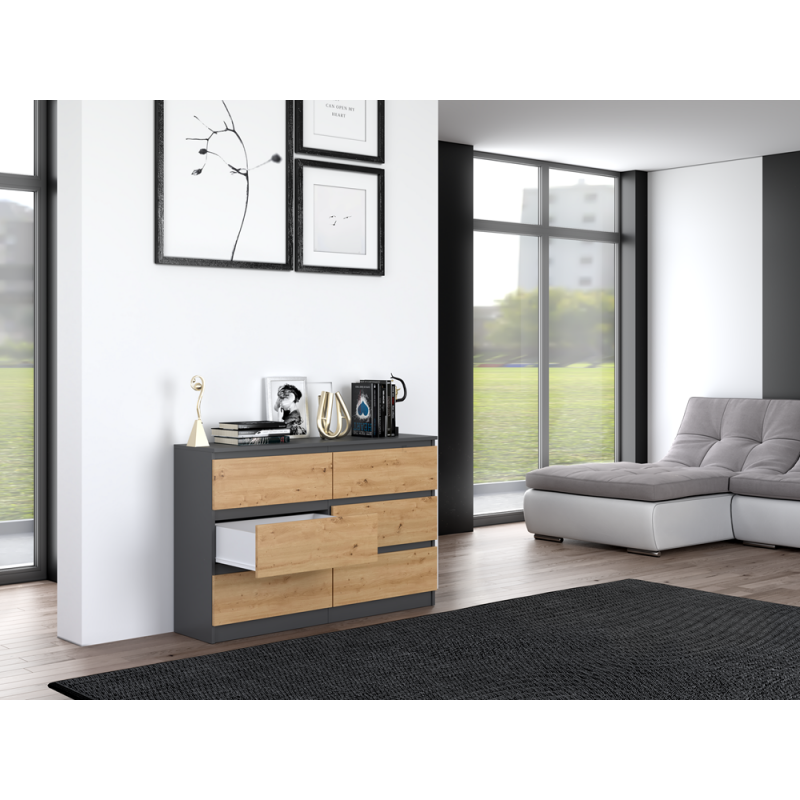 KOMODA MALWA M6 120 - ANTRACYT / DĄB ARTISAN