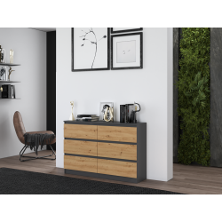 KOMODA MALWA M6 120 - ANTRACYT / DĄB ARTISAN KOMODA MALWA M6 120 - ANTRACYT / DĄB ARTISAN