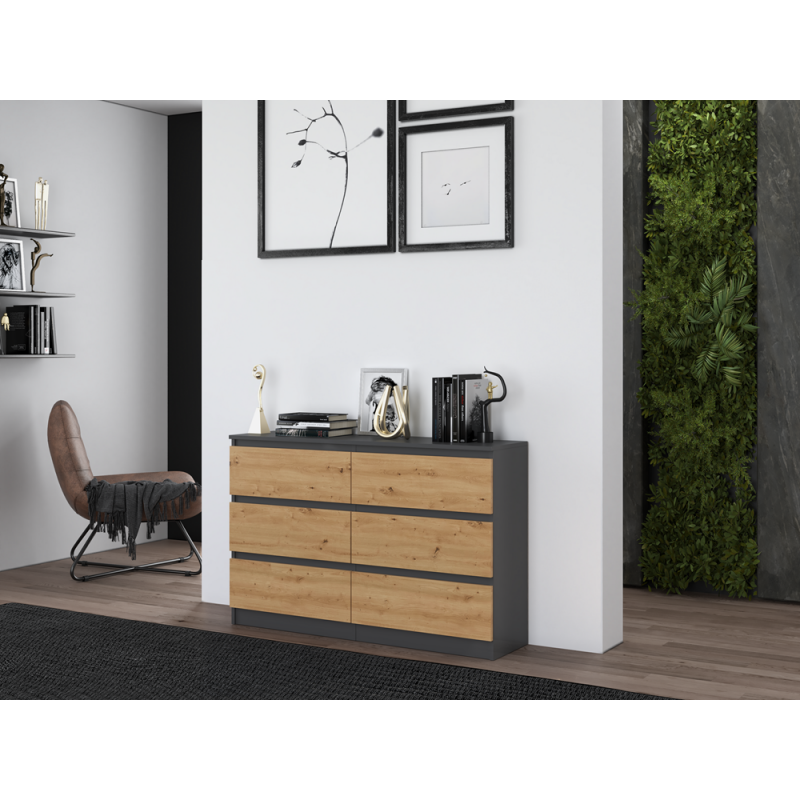 KOMODA MALWA M6 120 - ANTRACYT / DĄB ARTISAN