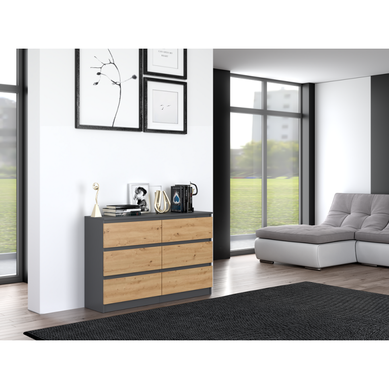 KOMODA MALWA M6 120 - ANTRACYT / DĄB ARTISAN
