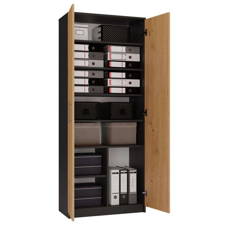 REGAŁ BIUROWY SALON BIURO DRZWI OLIV 2D ANTRACYT / DĄB ARTISAN