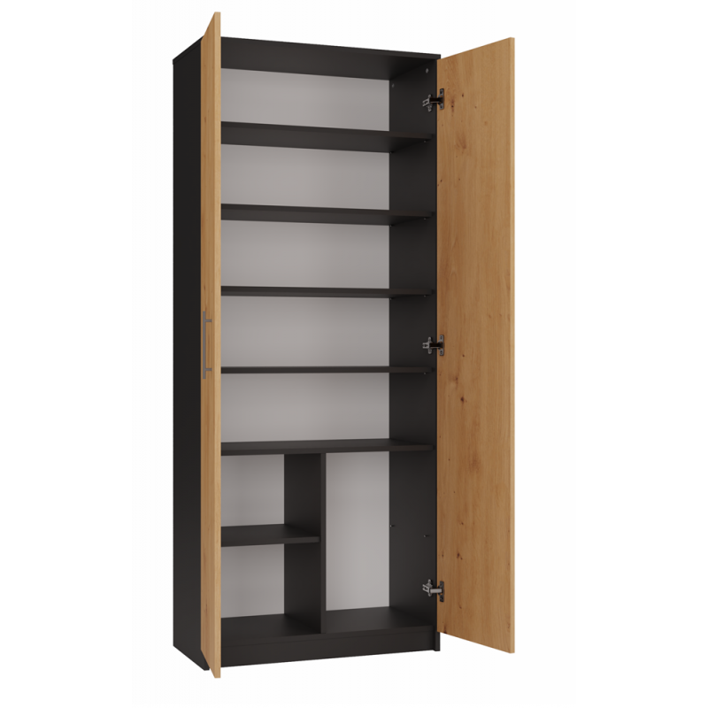 REGAŁ BIUROWY SALON BIURO DRZWI OLIV 2D ANTRACYT / DĄB ARTISAN