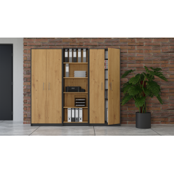 REGAŁ BIUROWY SALON BIURO DRZWI OLIV 2D ANTRACYT / DĄB ARTISAN