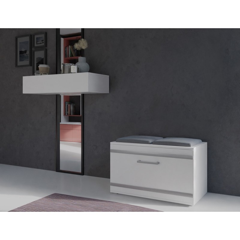 SZAFKA NA BUTY SIEDZISKO SCHOWEK OPAL BIEL MAT