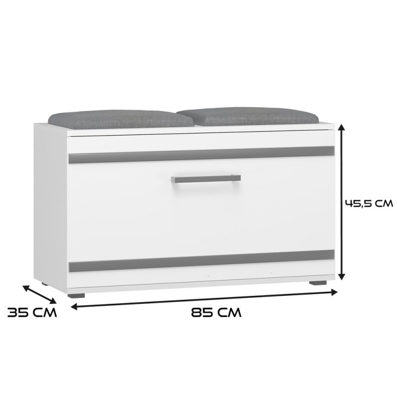 SZAFKA NA BUTY SIEDZISKO SCHOWEK OPAL BIEL MAT