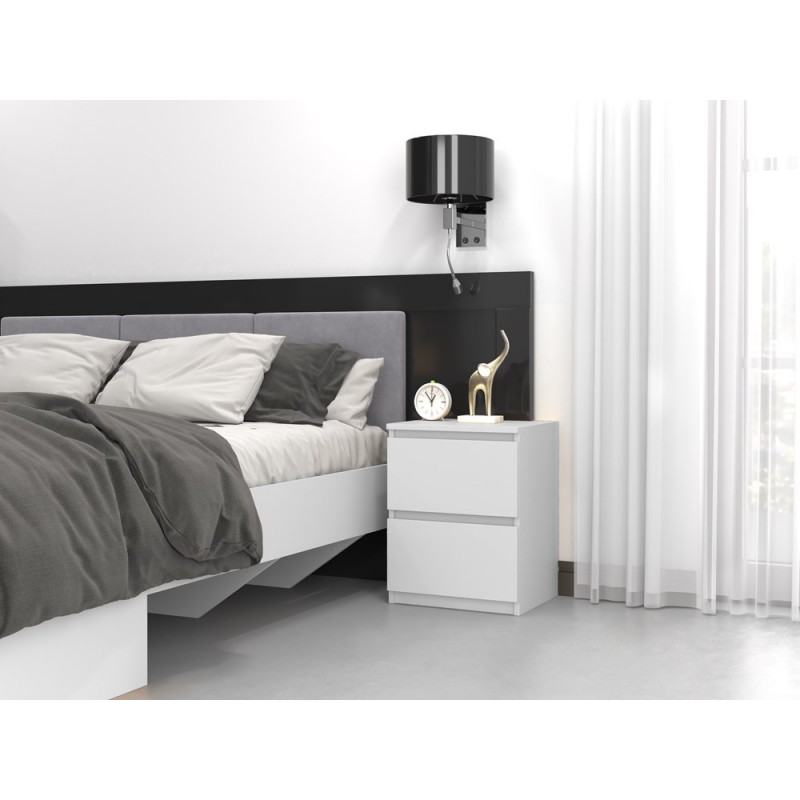 SZAFKA W2 STOLIK NOCNY 2 SZUFLADY BIAŁY MAT