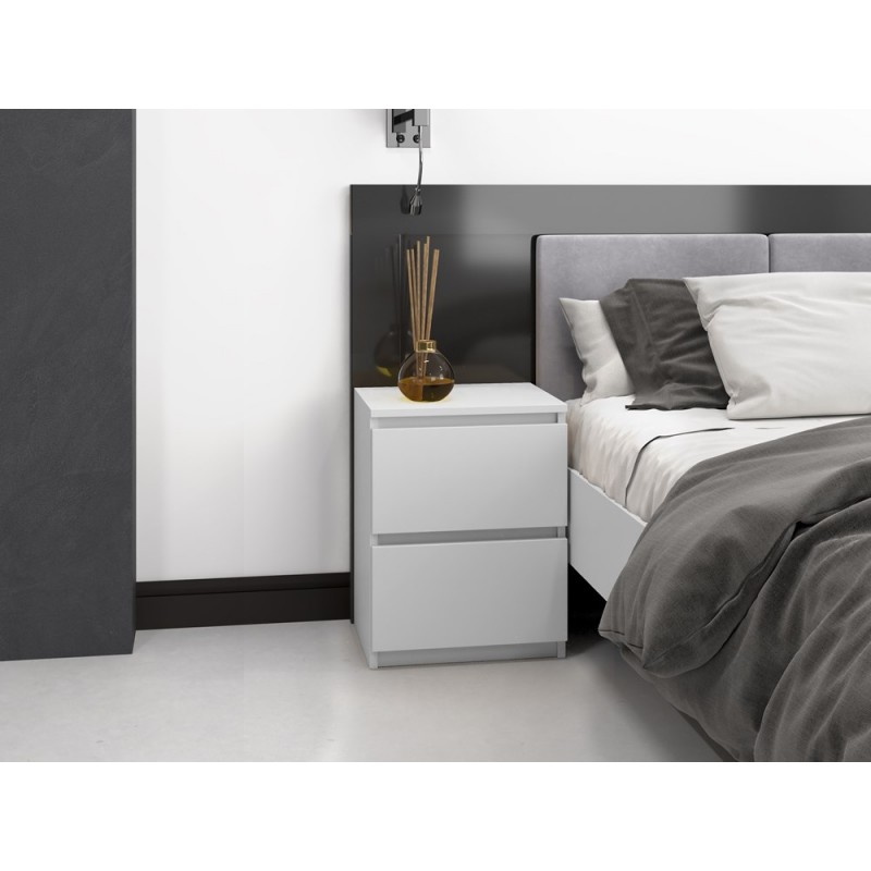 SZAFKA W2 STOLIK NOCNY 2 SZUFLADY BIAŁY MAT