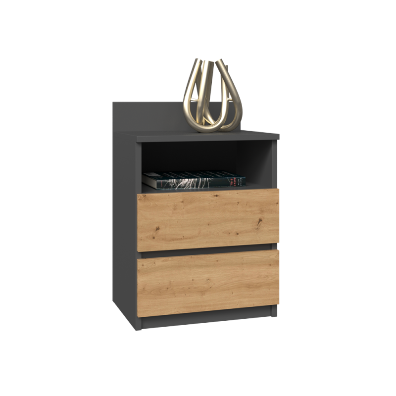 SZAFKA NOCNA MALWA M1 - ANTRACYT / DĄB ARTISAN