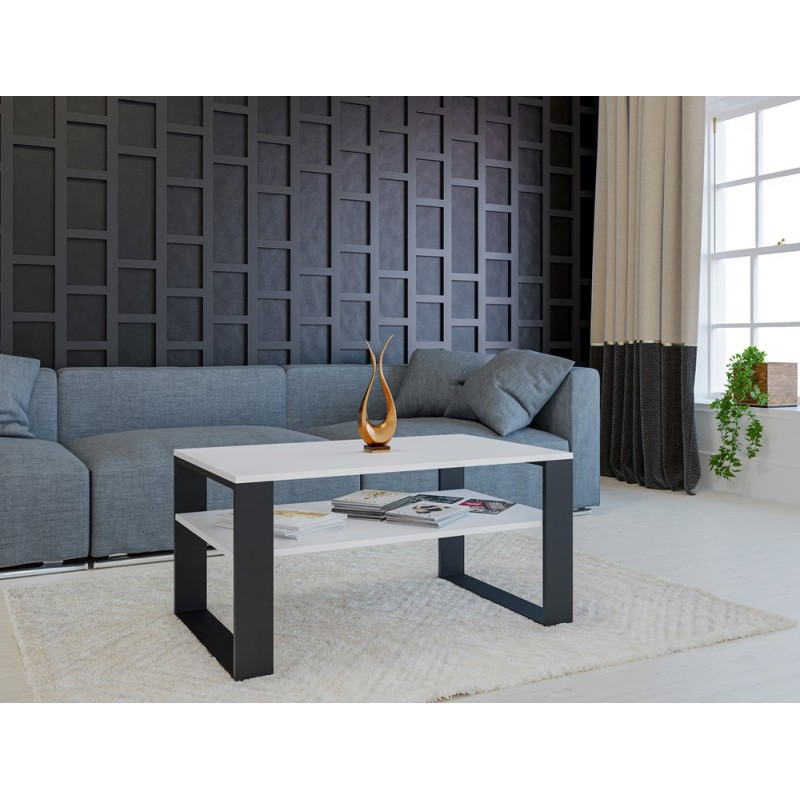 STOLIK KAWOWY ŁAWA MODERN 1P BIEL / CZERŃ