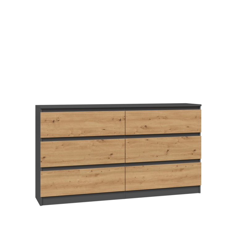 KOMODA MALWA 6 SZUFLAD M6 140 - ANTRACYT / DĄB ARTISAN KOMODA MALWA 6 SZUFLAD M6 140 - ANTRACYT / DĄB ARTISAN