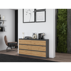 KOMODA MALWA 6 SZUFLAD M6 140 - ANTRACYT / DĄB ARTISAN KOMODA MALWA 6 SZUFLAD M6 140 - ANTRACYT / DĄB ARTISAN