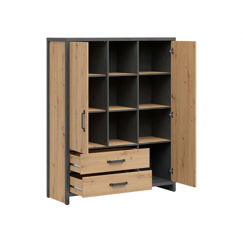 Regał Weston Black Red White sosna old style/matera