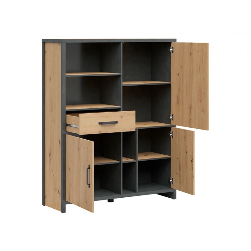 Regał Weston Black Red White sosna old style/matera